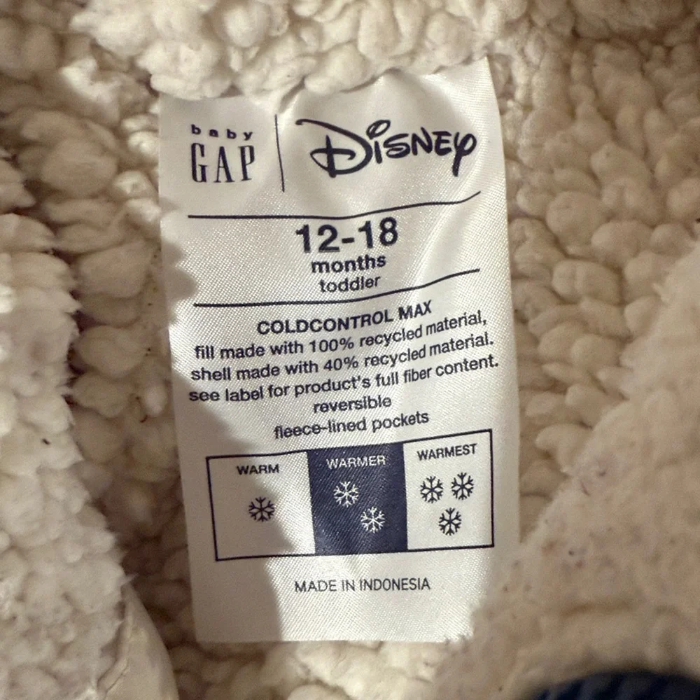 Baby GAP Disney Minnie‎ Mouse Puffer Jacket Size 12-18m